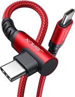 🔌 jsaux кабель usb-c к usb-c 60 вт, [2 шт. по 6,6 футов] кабель зарядки usb type c с угловым разъемом для samsung galaxy s21/s20 ultra, note 20/10 ultra, macbook air/pro, ipad pro/air 2020/2018, pixel - красный логотип