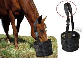 img 4 attached to 🐴 Durable Canvas Grain Feedbag with Comfort Neck Pad for Horses - Small, Medium, or Large Sizes