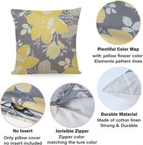 img 2 attached to 🌼 Stylish and Cozy: Docuwee Set of 4 Grey and Yellow Flower Throw Pillow Covers - 18"x18" Soft Linen Decorative Cushion Covers for Living Room Sofa, Couch, Bed