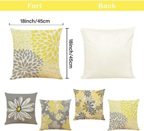 img 3 attached to 🌼 Stylish and Cozy: Docuwee Set of 4 Grey and Yellow Flower Throw Pillow Covers - 18"x18" Soft Linen Decorative Cushion Covers for Living Room Sofa, Couch, Bed