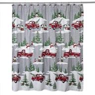 🚛 transform your bathroom with the skl home snowy truck shower curtain and hook gift set - multicolored delight logo