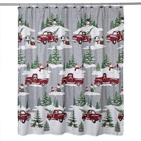 img 4 attached to 🚛 Transform Your Bathroom with the SKL Home Snowy Truck Shower Curtain and Hook Gift Set - Multicolored Delight