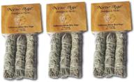 🌿 california mini sage wands - new age smudges and herbs mcws3, 4-inch, 3 x pack of 3, white logo