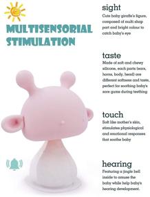 img 1 attached to BPA Free Silicone Baby Teething Mushroom 🍄 Toy with Rattling Pacifier - Soothing Infant Teether (Pink)