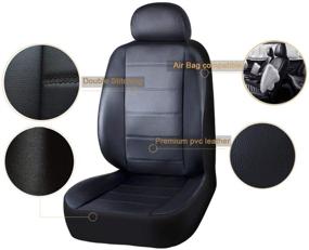 img 1 attached to 🚗 Black Premium Faux Leather Car Seat Covers for Front Seats - AUTO HIGH Automotive Vehicle Protectors, Universal Fit for Auto Truck Van SUV