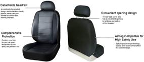 img 2 attached to 🚗 Black Premium Faux Leather Car Seat Covers for Front Seats - AUTO HIGH Automotive Vehicle Protectors, Universal Fit for Auto Truck Van SUV