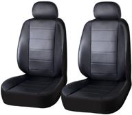 🚗 black premium faux leather car seat covers for front seats - auto high automotive vehicle protectors, universal fit for auto truck van suv logo