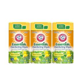 img 4 attached to Arm & Hammer Lemon Orchard Scent Essentials Disinfecting Wipes - 3 Pack, 80 Count (240 Wipes) in Volcano Scent