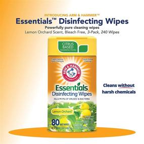 img 3 attached to Arm & Hammer Lemon Orchard Scent Essentials Disinfecting Wipes - 3 Pack, 80 Count (240 Wipes) in Volcano Scent