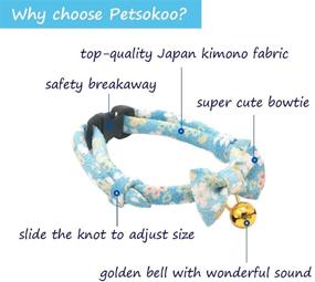 img 3 attached to PetSoKoo Bowtie Chirimen Cat Collar: Japan Flower Bow Tie Style with Bell - Safety Breakaway, Lightweight, Soft, Comfortable, Durable