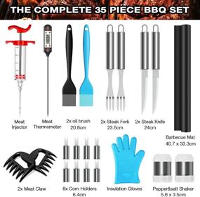 img 2 attached to 🔥 AISITIN 35Pcs BBQ Grill Grilling Accessories Tools Set – Ultimate Outdoor Barbecue Tool Set with Thermometer, Fork, Tongs, Spatula, Injector, Grill Mat & More