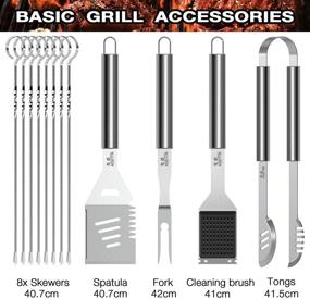 img 3 attached to 🔥 AISITIN 35Pcs BBQ Grill Grilling Accessories Tools Set – Ultimate Outdoor Barbecue Tool Set with Thermometer, Fork, Tongs, Spatula, Injector, Grill Mat & More