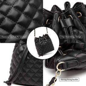 img 1 attached to 👜 MCK Quilted Bucket Crossbody Bag and Purse: Lightweight Handbag with Drawstring Closure in Vegan Leather for Women