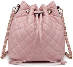 img 4 attached to 👜 MCK Quilted Bucket Crossbody Bag and Purse: Lightweight Handbag with Drawstring Closure in Vegan Leather for Women