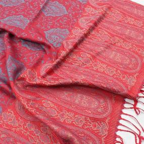 img 2 attached to 🧣 Paisley Pattern Women's Silky Soft Pashmina Scarf Shawls - Lightweight Wraps & Scarves