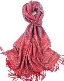 img 4 attached to 🧣 Paisley Pattern Women's Silky Soft Pashmina Scarf Shawls - Lightweight Wraps & Scarves