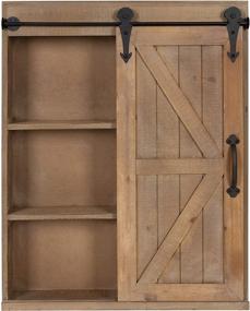 img 1 attached to 🪞 Rustic Brown Wood Wall Storage Cabinet with Vanity Mirror, Sliding Barn Door - Kate and Laurel Cates