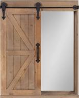 🪞 rustic brown wood wall storage cabinet with vanity mirror, sliding barn door - kate and laurel cates logo