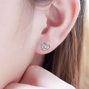 img 3 attached to 💖 925 Silver Love Heart Stud Earrings: 'I Love You To the Moon and Back' Jewelry