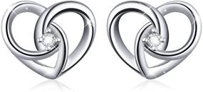 img 4 attached to 💖 925 Silver Love Heart Stud Earrings: 'I Love You To the Moon and Back' Jewelry