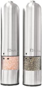 img 4 attached to 🧂 Impressive Stainless Steel iTouchless Automatic Electric Salt and Pepper Grinder Set with Adjustable Coarseness and LED Light – Battery Operated – 1 Set (2 Count)