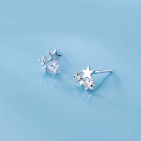 img 2 attached to ✨ Sterling Silver CZ Layered Star Stud Earrings: Delicate, Cute Jewelry for Teens and Women with Sensitive Ears, Perfect for Valentine's Day and Holidays