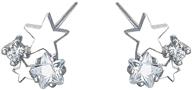 ✨ sterling silver cz layered star stud earrings: delicate, cute jewelry for teens and women with sensitive ears, perfect for valentine's day and holidays logo