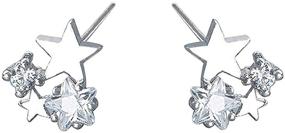 img 4 attached to ✨ Sterling Silver CZ Layered Star Stud Earrings: Delicate, Cute Jewelry for Teens and Women with Sensitive Ears, Perfect for Valentine's Day and Holidays