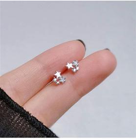 img 3 attached to ✨ Sterling Silver CZ Layered Star Stud Earrings: Delicate, Cute Jewelry for Teens and Women with Sensitive Ears, Perfect for Valentine's Day and Holidays