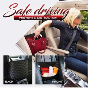 img 1 attached to 🚗 GCARTOUR Car Back Seat Organizer: Leather Handbag Holder & Pet Barrier, Pouch Storage for Purses, Bags, and Front Seat - Black, Free Size