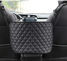 img 4 attached to 🚗 GCARTOUR Car Back Seat Organizer: Leather Handbag Holder & Pet Barrier, Pouch Storage for Purses, Bags, and Front Seat - Black, Free Size