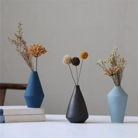 img 2 attached to 🌸 Multicolor Abbittar Ceramic Vase Set of 3 - Small Flower Vases for Rustic Home Modern Farmhouse Decor in Living Room, Table, Bookshelf, Mantel, and Entryway