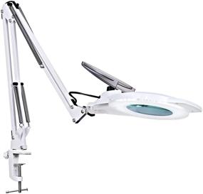 img 4 attached to Adjustable Swivel Arm Magnifying Lamp with Clamp, NUEYiO 2,200 Lumens Dimmable Super Bright Daylight LED Magnifying Glass with Light and Magnifier Lens for Reading, Crafts, Close Work, Repair - White