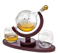 🥃 premium whiskey decanter globe set with 2 etched globe whisky glasses - ideal for liquor, scotch, bourbon, vodka - 850ml capacity logo