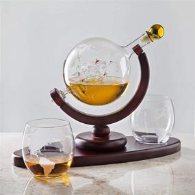 img 3 attached to 🥃 Premium Whiskey Decanter Globe Set with 2 Etched Globe Whisky Glasses - Ideal for Liquor, Scotch, Bourbon, Vodka - 850ml Capacity