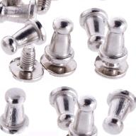 30 sets of silver head button studs and posts by rubyca - metal screwback studs with chicago screws for leather crafting - 9mm x 6mm logo