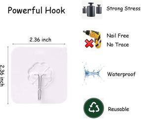 img 2 attached to Max Strength Adhesive Wall Hooks - 20 Pack | Heavy Duty Hangers, No Nails, 180° Rotating, Seamless Scratch Hooks for Bathroom Kitchen Office Door Home Improvement | Sticky Hooks (22 lb MAX)