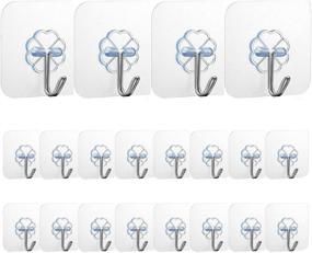 img 4 attached to Max Strength Adhesive Wall Hooks - 20 Pack | Heavy Duty Hangers, No Nails, 180° Rotating, Seamless Scratch Hooks for Bathroom Kitchen Office Door Home Improvement | Sticky Hooks (22 lb MAX)