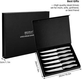 img 3 attached to BECOKAY Steak Knives Set - Premium German Steel, Serrated Blade - 6 Piece Steak Knife Set for Kitchen - Ergonomic Full Tang Handle - 4.3 Inch Stainless Steel Blades (Silver)