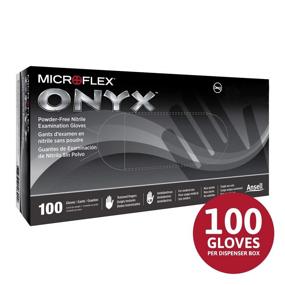 img 1 attached to Black Medium Size Microflex Onyx N64 Nitrile Gloves, Box of 100 - Latex-Free, Disposable & Versatile for Automotive, Mechanics, Cleaning, Medical Exams, and Food Preparation
