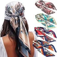 🧣 set of 4pcs lightweight satin silk scarfs - 35" large square head scarves for women, ideal for hair sleeping wraps and neck scarf logo