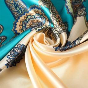 img 2 attached to 🧣 Set of 4pcs Lightweight Satin Silk Scarfs - 35" Large Square Head Scarves for Women, Ideal for Hair Sleeping Wraps and Neck Scarf
