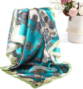 img 1 attached to 🧣 Set of 4pcs Lightweight Satin Silk Scarfs - 35" Large Square Head Scarves for Women, Ideal for Hair Sleeping Wraps and Neck Scarf