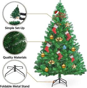 img 2 attached to 🎄 6ft Artificial Christmas Tree with 1000 Branch Tips - Premium Hinged Spruce Xmas Tree for Lush, Lifelike Decor - Solid Metal Stand Included - Holiday Decorations