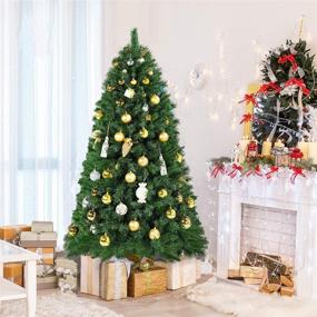 img 3 attached to 🎄 6ft Artificial Christmas Tree with 1000 Branch Tips - Premium Hinged Spruce Xmas Tree for Lush, Lifelike Decor - Solid Metal Stand Included - Holiday Decorations