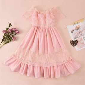 img 3 attached to 👸 Fioukiay Wedding Princess Maxi Dress for Toddler Girls | Shoulder Holiday Girls' Clothing Dresses