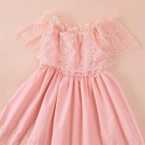 img 2 attached to 👸 Fioukiay Wedding Princess Maxi Dress for Toddler Girls | Shoulder Holiday Girls' Clothing Dresses