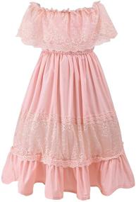 img 4 attached to 👸 Fioukiay Wedding Princess Maxi Dress for Toddler Girls | Shoulder Holiday Girls' Clothing Dresses