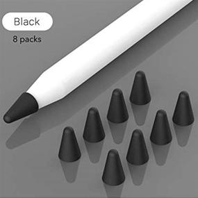img 3 attached to OneCut 8 Pcs Silicone Pencil Nib/Tip Protector Cap For Drawing Noiseless Compatible For Apple Pencil 1St/2Nd Replacement Non-Slip Writing Nib/Tip Protector (Black)