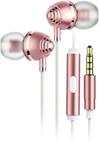 img 4 attached to 🎧 Rose Gold Dual Driver Hybrid In-Ear Wired Headphones with Mic, 3.5mm HiFi Sound, Noise Canceling, Balanced Armature - Handsfree Metal Earbuds